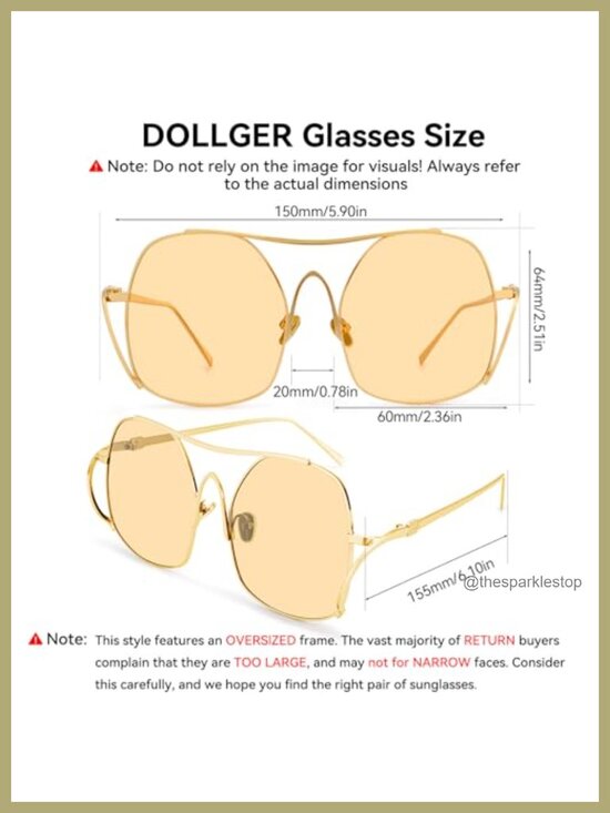Oversized Metal Aviator Sunglasses UV400 Retro Punk Square Frame main image 4